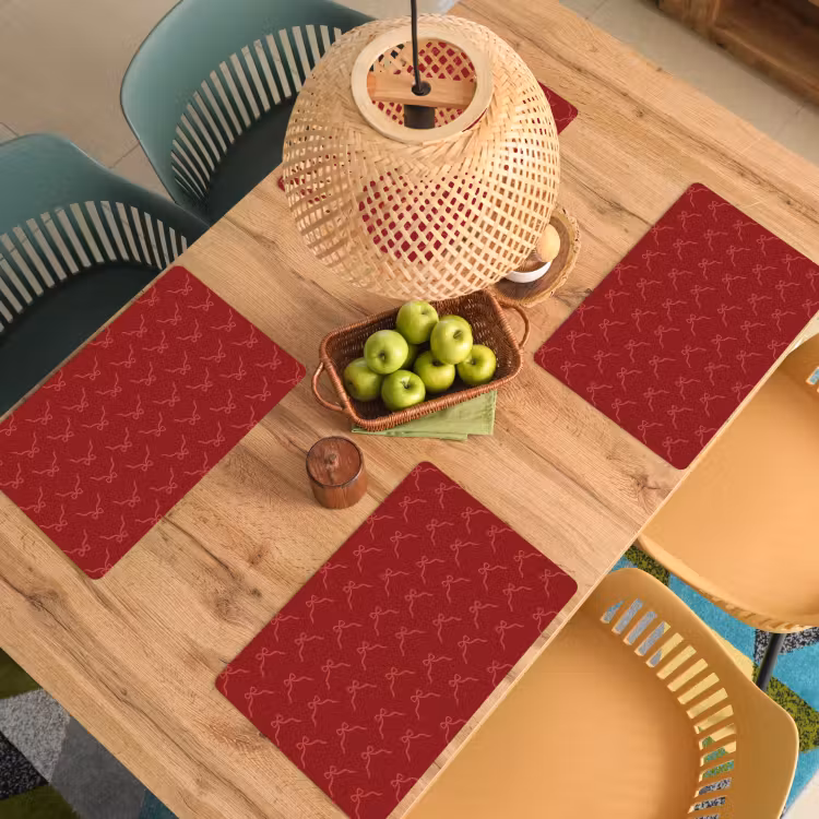 Placemat - 6 stuks - Strik - Roze - Rood - Kerst — 4