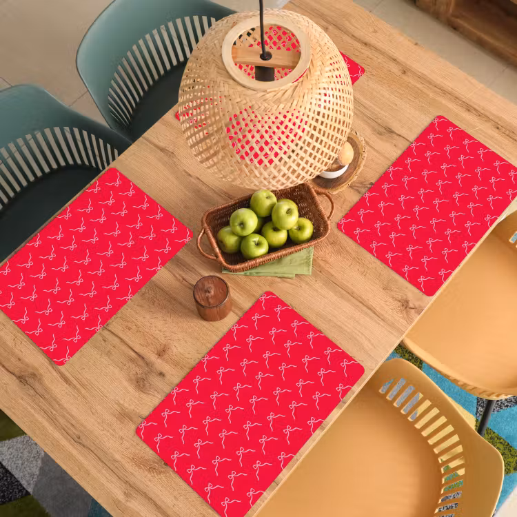 Placemat - 6 stuks - Strik - Rood - Kerst — 4