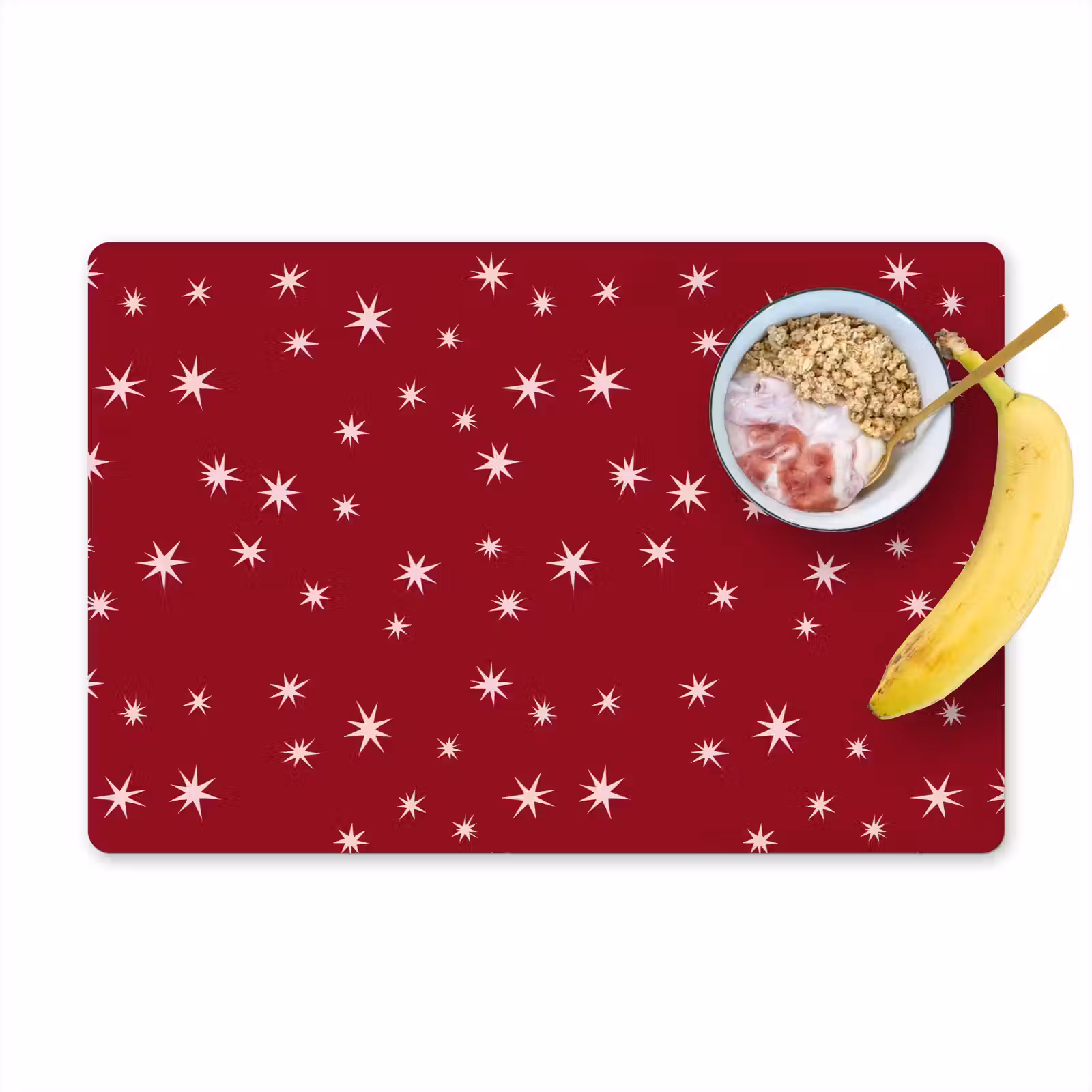 Placemat - 6 stuks - Rood - Wit - Kerst - Ster — 1