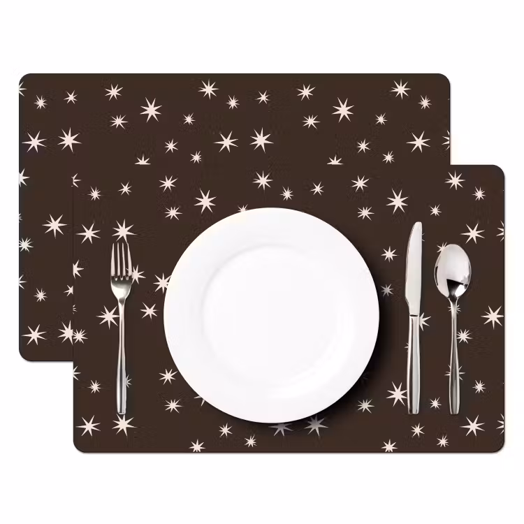Placemat - 6 stuks - Bruin - Ster - Kerst — 2