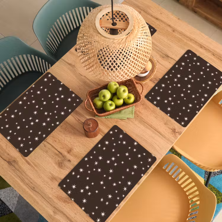 Placemat - 6 stuks - Bruin - Ster - Kerst — 6