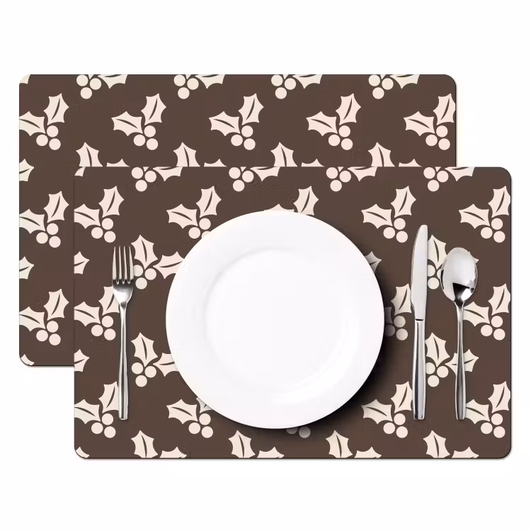 Placemat - 6 stuks - Hulst - Bruin - Kerst — 2