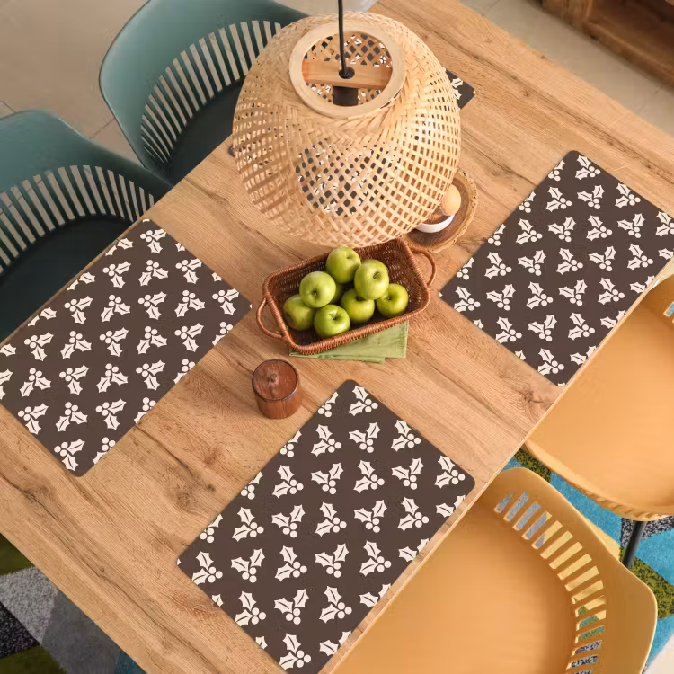 Placemat - 6 stuks - Hulst - Bruin - Kerst — 6