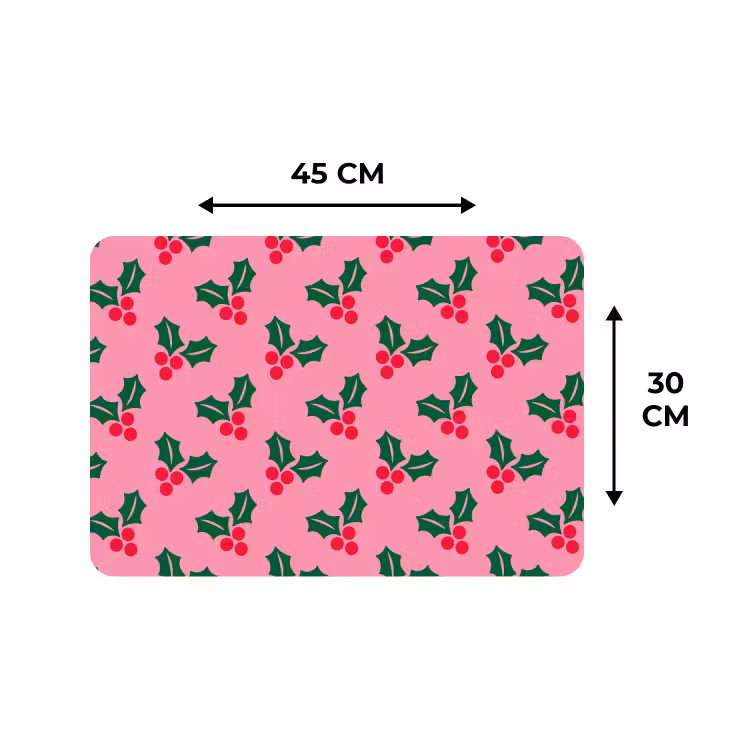 Placemat - 6 stuks - Hulst - Kerst - Roze — 3
