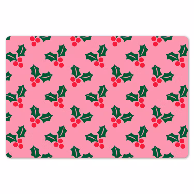 Placemat - 6 stuks - Hulst - Kerst - Roze — 7
