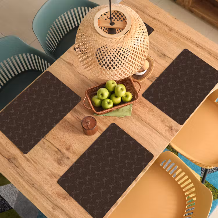 Placemat - 6 stuks - Kerst - Bruin - Strik — 6