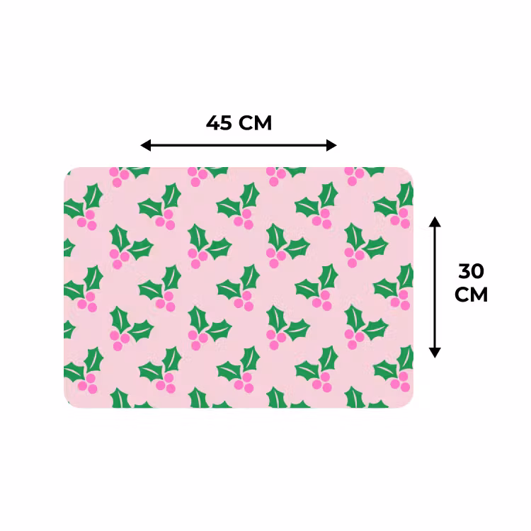 Placemat - 6 stuks - Kerst - Hulst - Roze — 3
