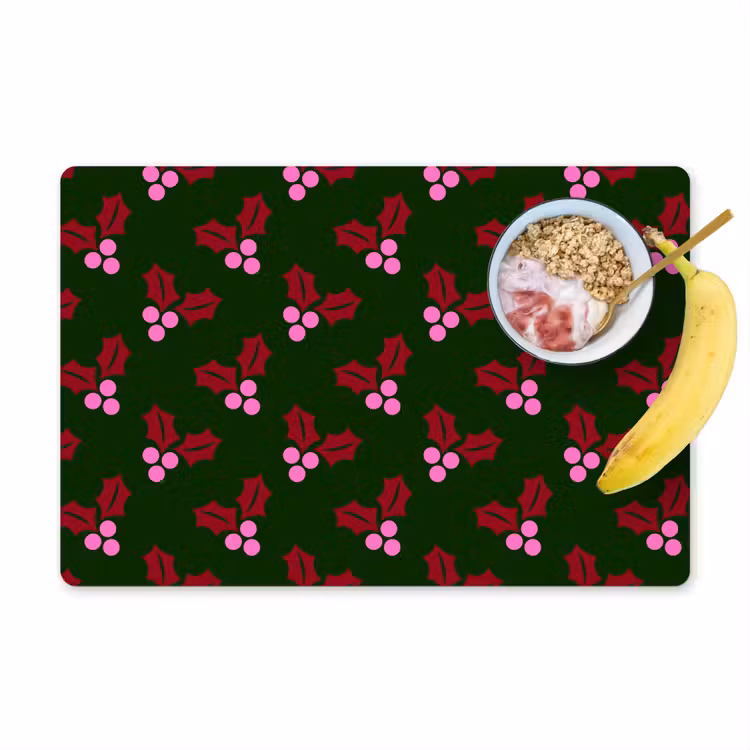 Placemat - 6 stuks - Neon - Hulst - Kerst — 1