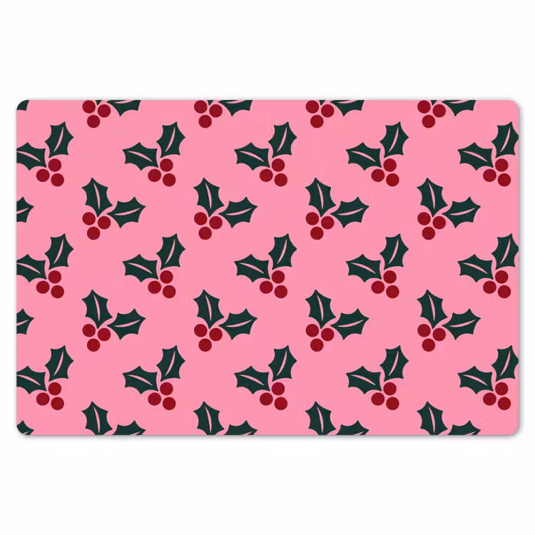 Placemat - 6 stuks - Roze - Kerst - Hulst — 7
