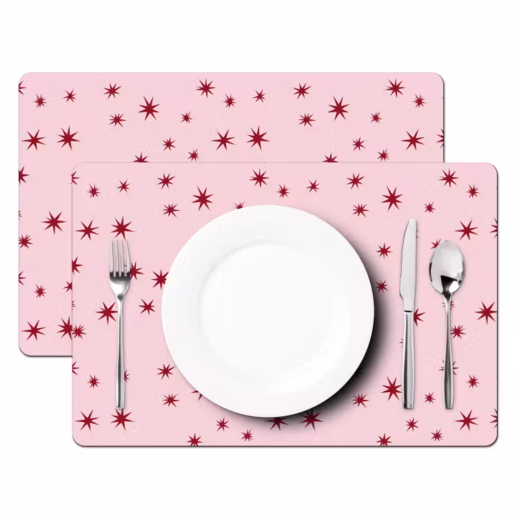 Placemat - 6 stuks - Ster - Roze - Rood — 2