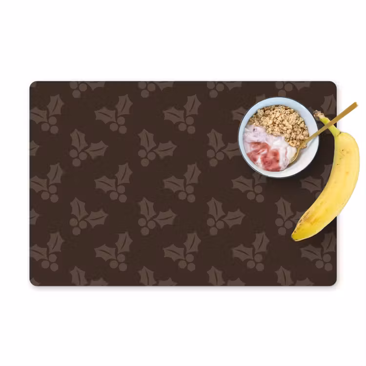 Placemat - 6 stuks - Kerst - Hulst - Bruin — 1