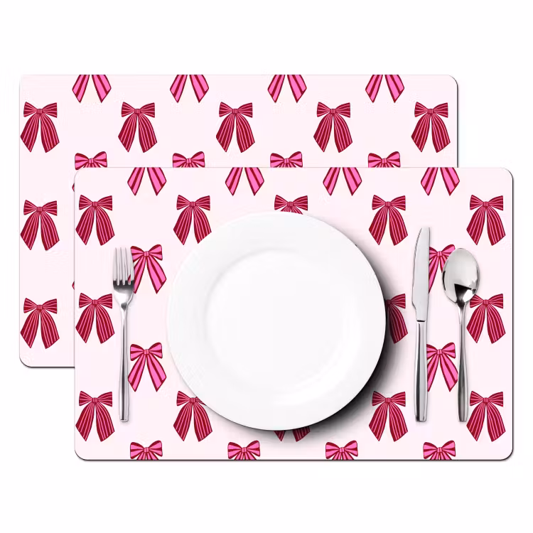Placemat - 6 stuks - Strikken - Kerst - Roze — 2