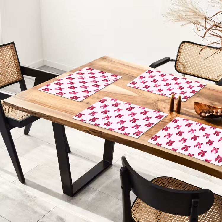 Placemat - 6 stuks - Strikken - Kerst - Roze — 3