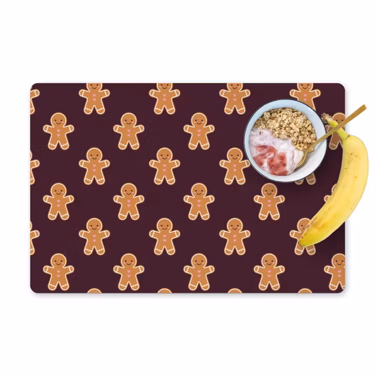 Placemat - 6 stuks - Peperkoek - Kerst - Burgundy — 1