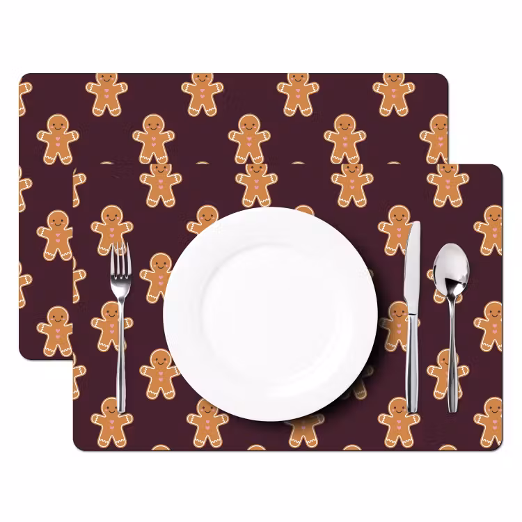 Placemat - 6 stuks - Peperkoek - Kerst - Burgundy — 2