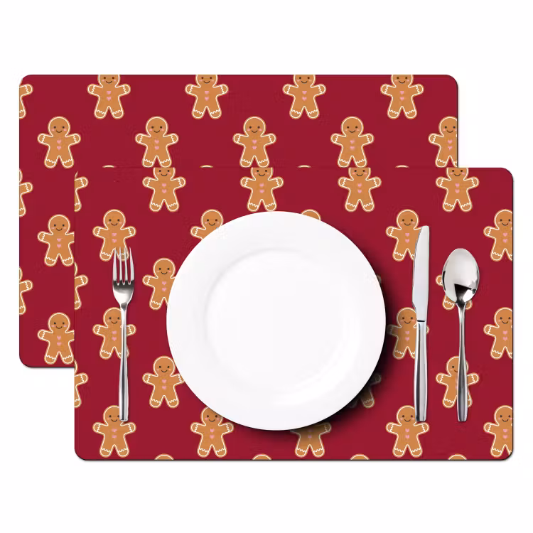 Placemat - 6 stuks - Peperkoek - Kerst - Rood — 2