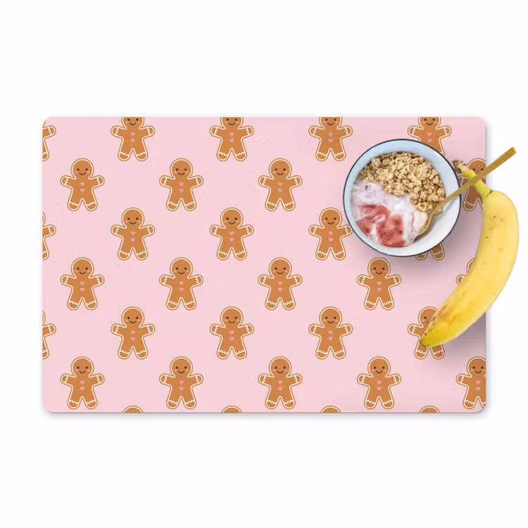 Placemat - 6 stuks - Peperkoek - Kerst - Roze — 1