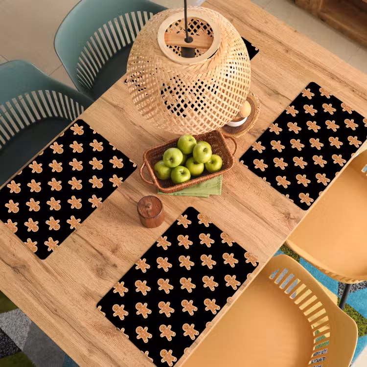 Placemat - 6 stuks - Peperkoek - Kerst - Zwart — 4