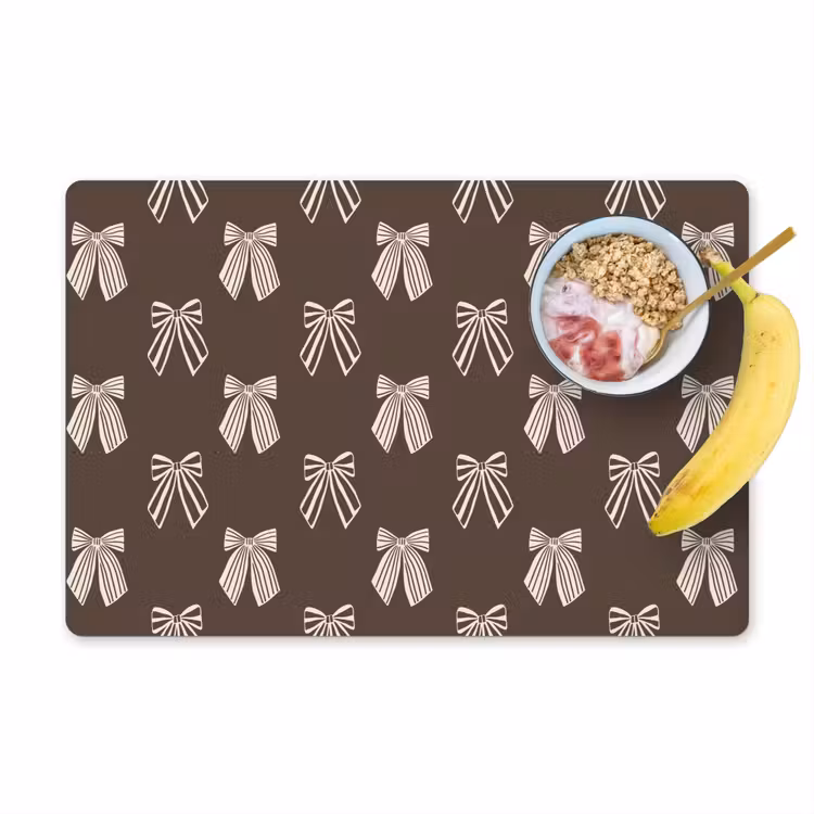 Placemat - 6 stuks - Strikken - Kerst - Bruin - Crème — 1