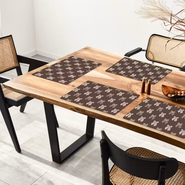 Placemat - 6 stuks - Strikken - Kerst - Bruin - Crème — 3