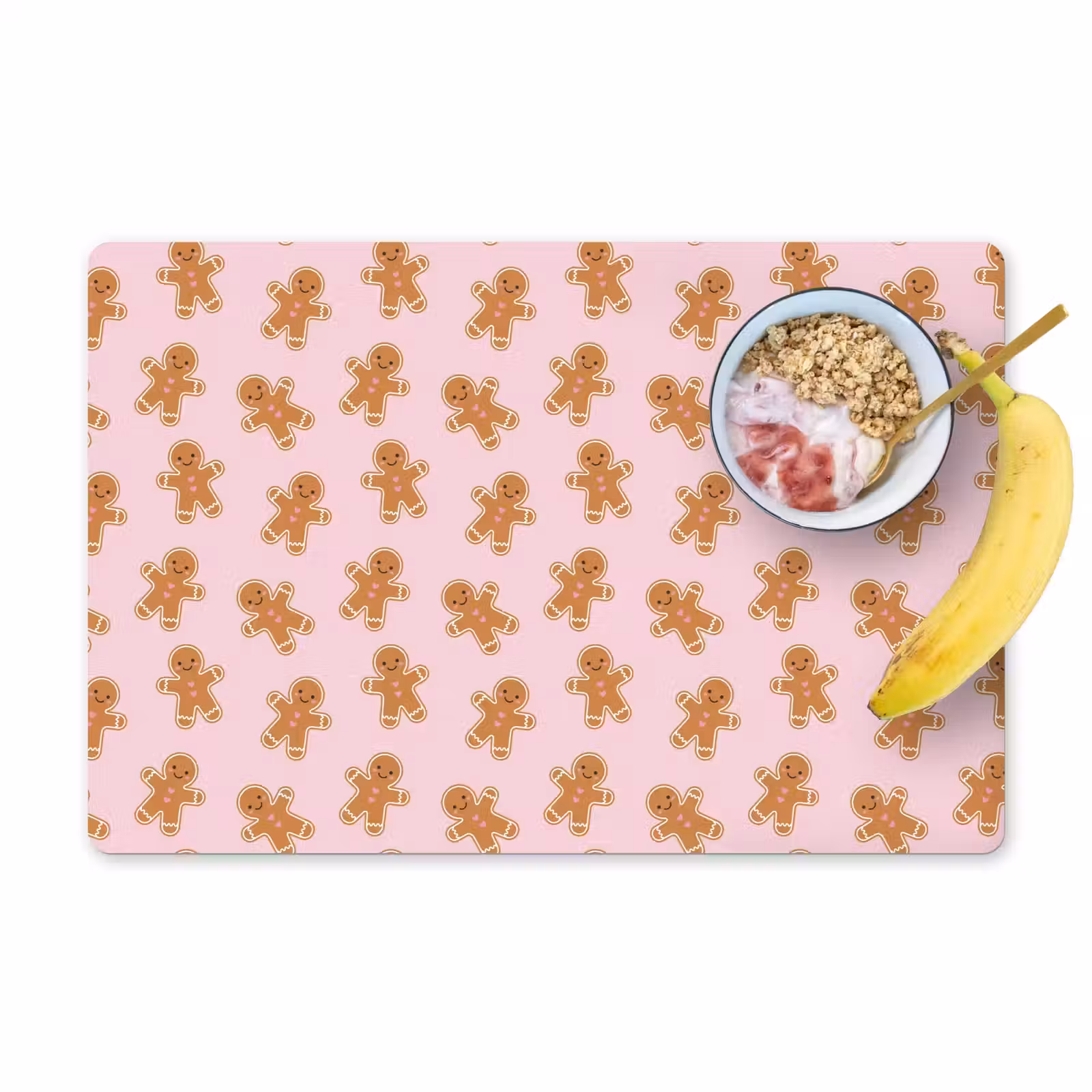 Placemat - 6 stuks - Peperkoek - Bruin - Roze - Kerst — 1