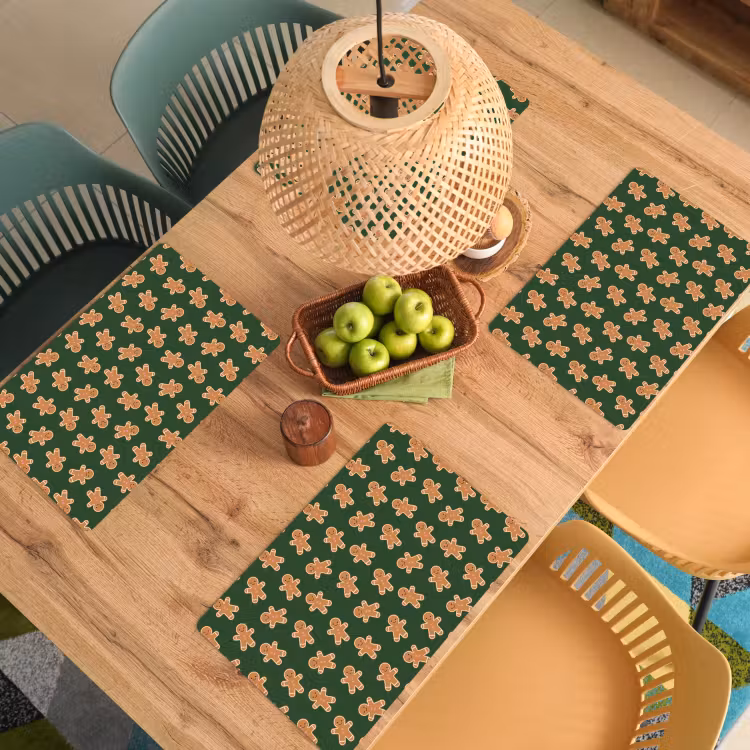 Placemat - 6 stuks - Peperkoek - Kerst - Groen - Bruin — 4