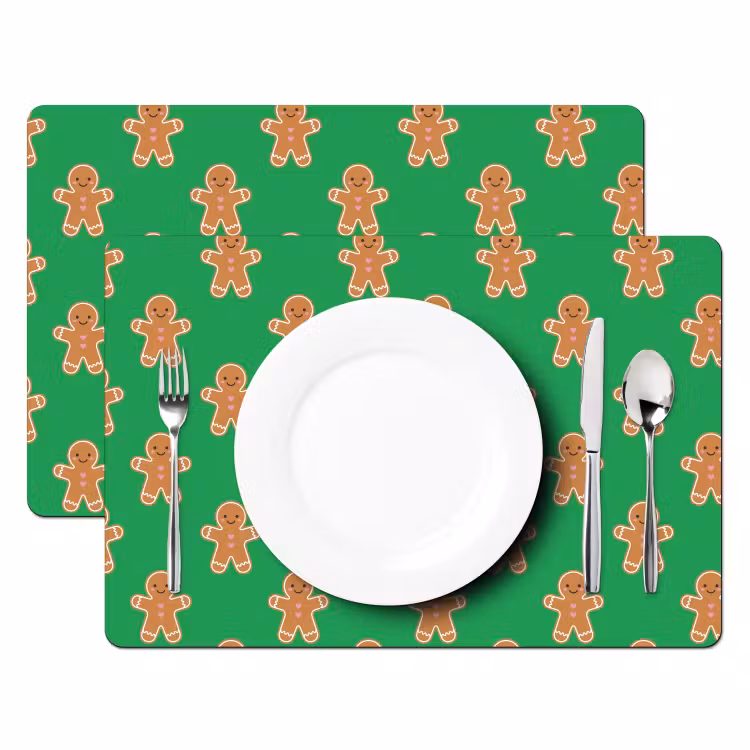 Placemat - 6 stuks - Peperkoek - Kerst - Neon - Groen — 2