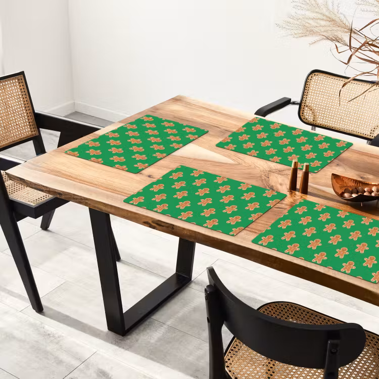 Placemat - 6 stuks - Peperkoek - Kerst - Neon - Groen — 3