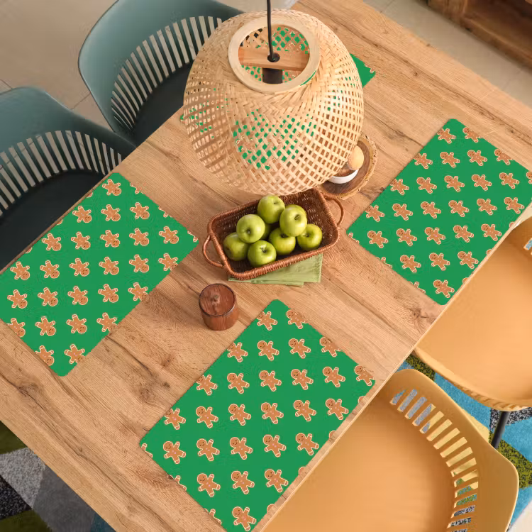 Placemat - 6 stuks - Peperkoek - Kerst - Neon - Groen — 4