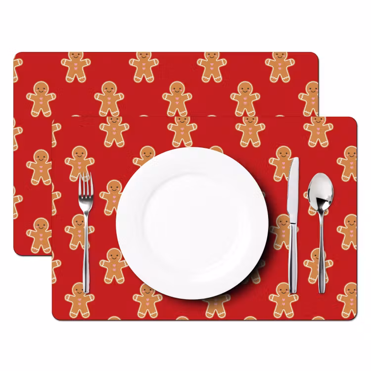 Placemat - 6 stuks - Peperkoek - Kerst - Rood — 2