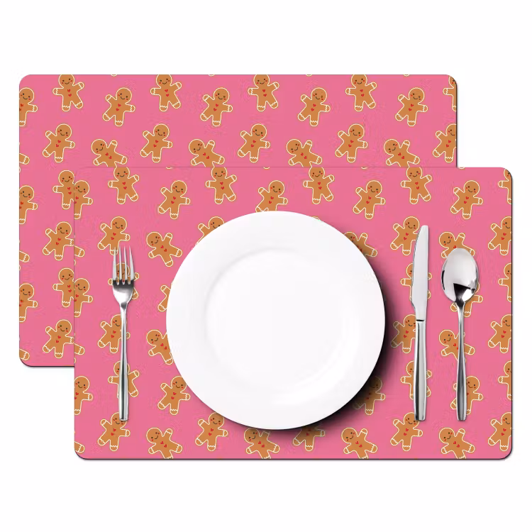 Placemat - 6 stuks - Peperkoek - Roze - Bruin - Kerst — 2