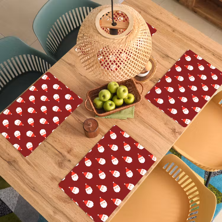 Placemat - 6 stuks - Kerst - Kerstman - Rood — 6