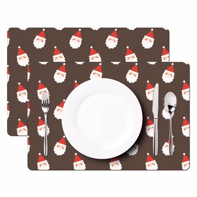 Placemat - 6 stuks - Kerstman - Kerst - Bruin — 2