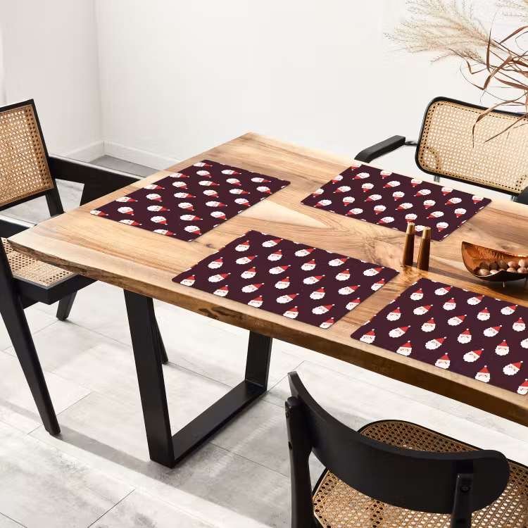 Placemat - 6 stuks - Kerstman - Kerst - Donker - Rood — 3