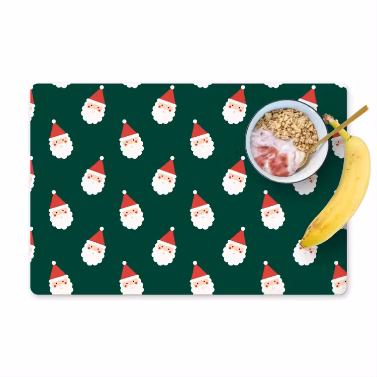 Placemat - 6 stuks - Kerstman - Kerst - Groen — 1