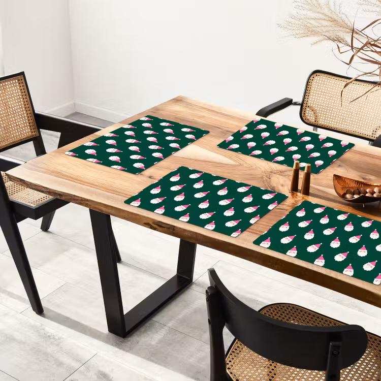 Placemat - 6 stuks - Kerstman - Kerst - Groen - Roze — 3