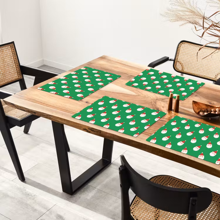 Placemat - 6 stuks - Kerstman - Kerst - Neon - Groen — 3