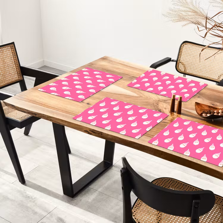 Placemat - 6 stuks - Kerstman - Kerst - Neon - Roze — 3
