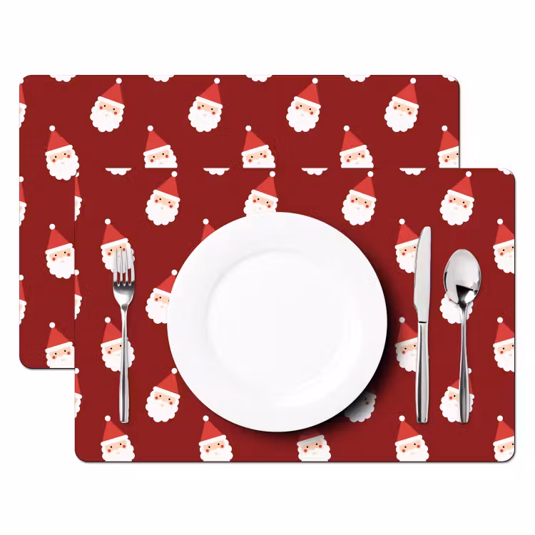 Placemat - 6 stuks - Kerstman - Kerst - Rood — 2