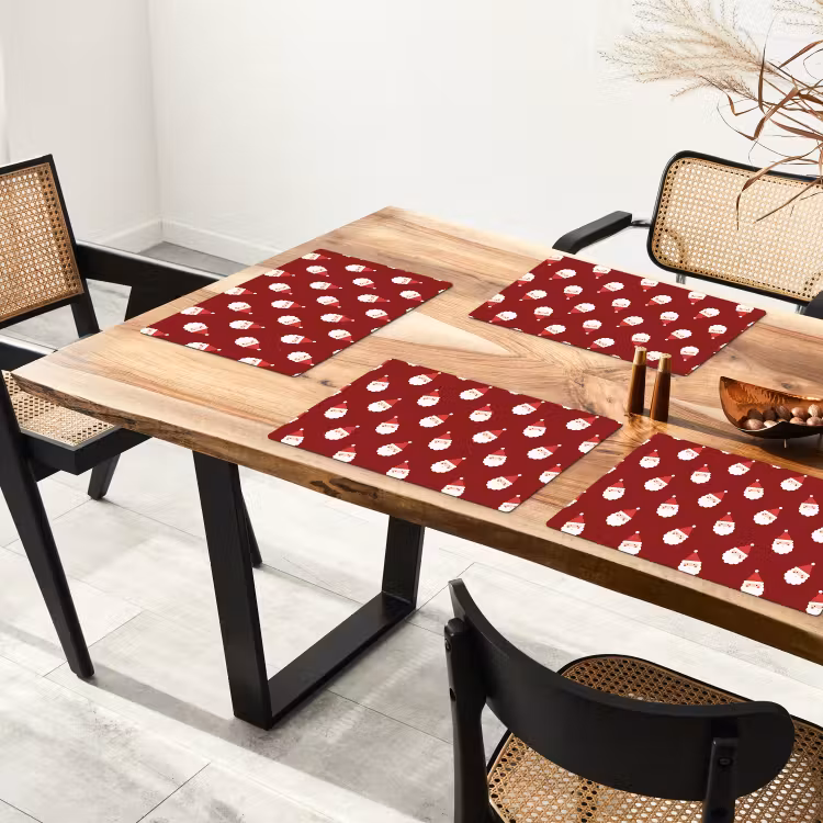 Placemat - 6 stuks - Kerstman - Kerst - Rood — 5