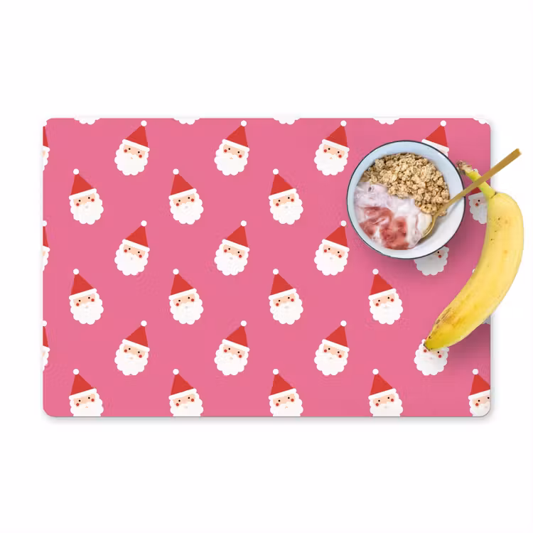 Placemat - 6 stuks - Kerstman - Kerst - Rood - Roze — 1