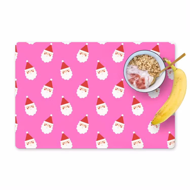 Placemat - 6 stuks - Kerstman - Kerst - Roze - Rood — 1