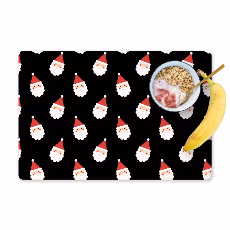 Placemat - 6 stuks - Kerstman - Kerst - Zwart — 1