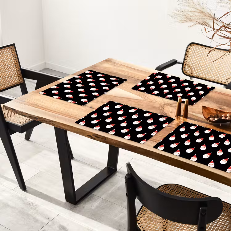 Placemat - 6 stuks - Kerstman - Kerst - Zwart — 3