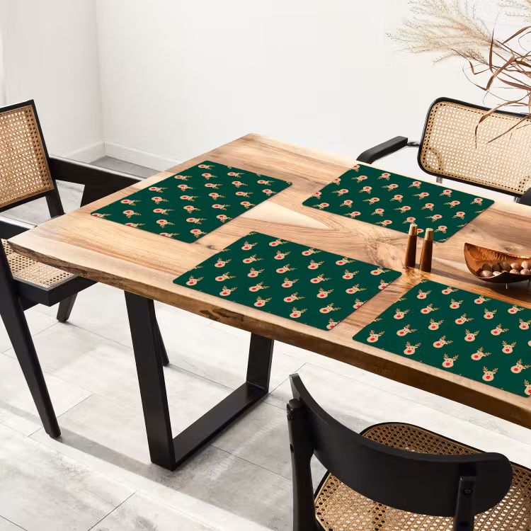 Placemat - 6 stuks - Rendieren - Kerst - Groen — 3