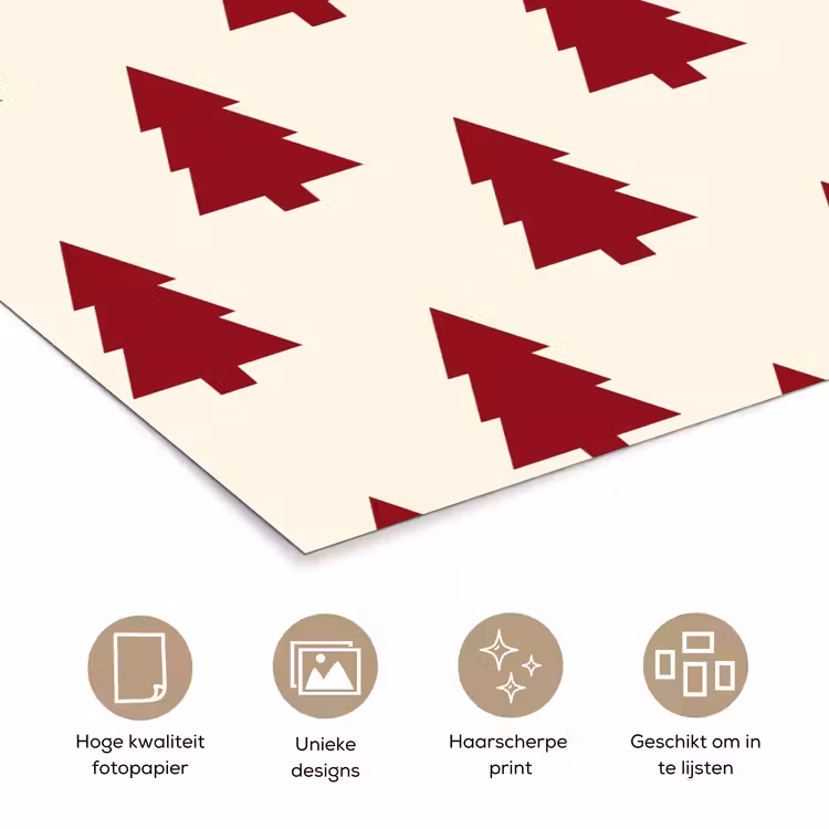 Poster - Kerstboom - Crème - Rood — 5