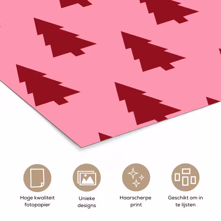 Poster - Kerstboom - Rood - Roze — 5