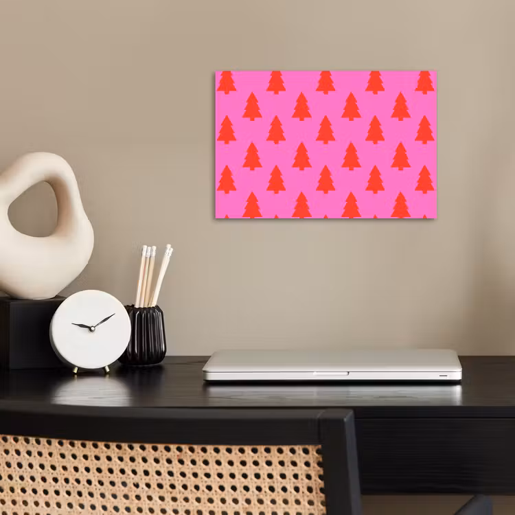 Poster - Kerstboom - Rood - Neon — 2