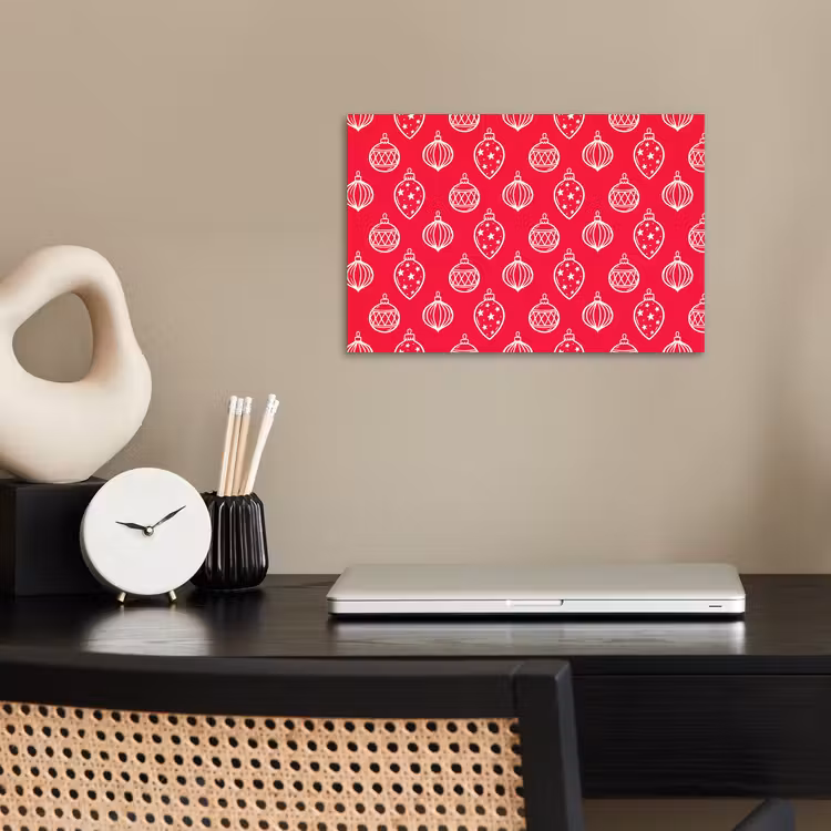 Poster - Kerstbal - Rood - Wit — 2