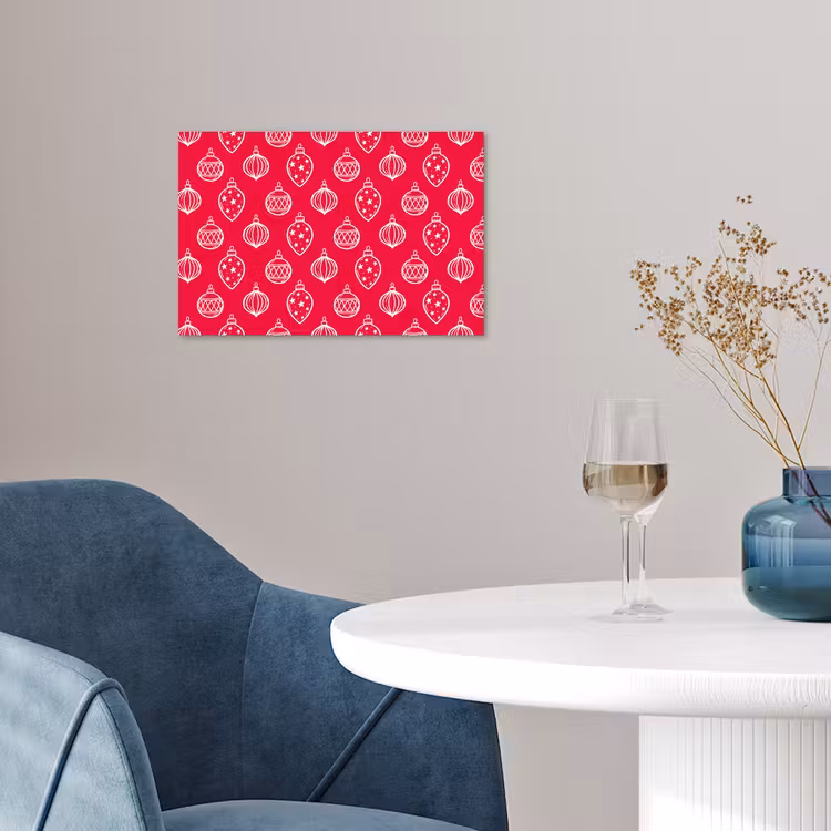 Poster - Kerstbal - Rood - Wit — 4